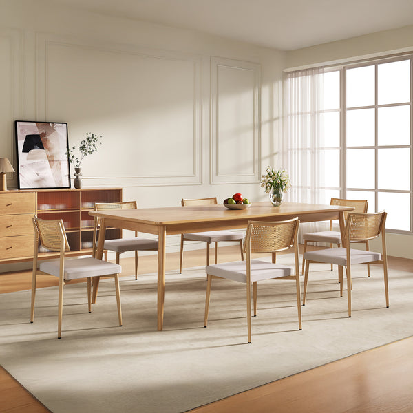 Spisestuestolesæt Jördfjok tekstil rattan look/beige [en.casa]