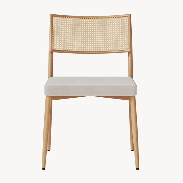Spisestuestolesæt Jördfjok tekstil rattan look/beige [en.casa]