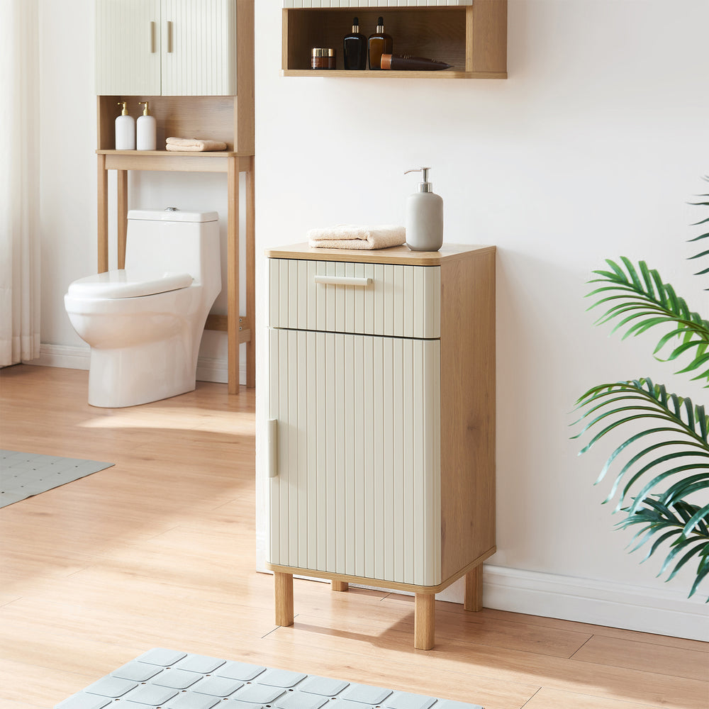Badeværelsesskab Ferrersp 80x40x35 cm egetræslook/sandfarver [en.casa]