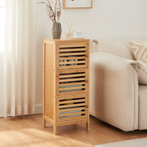 Sidebord med 3 døre Ypäjä 82x33x27 cm bambus [en.casa] - premiumXL