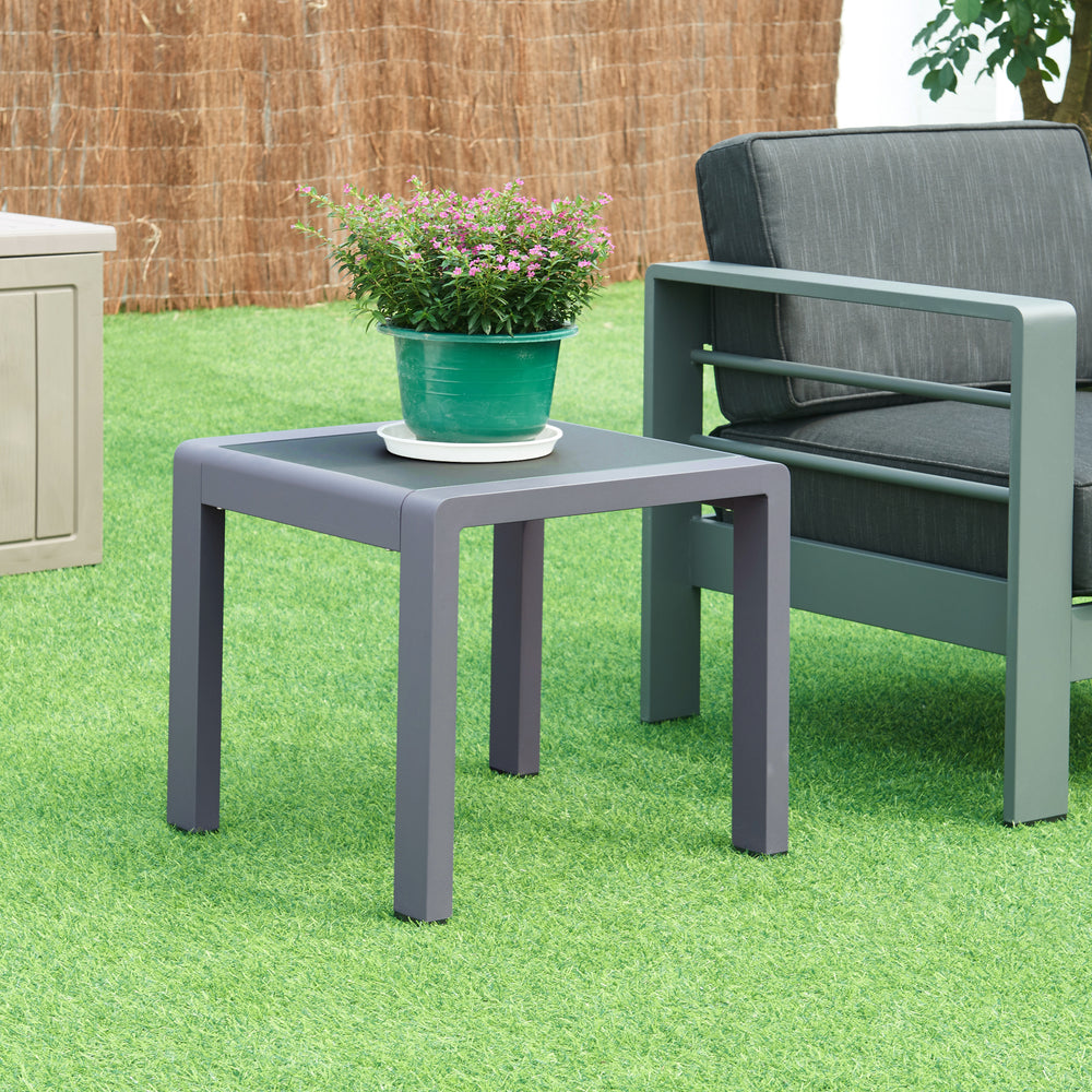 Udendørs sidebord Avise aluminium glas antracit [casa.pro]