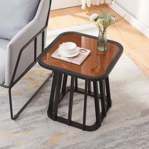 Sidebord Burgess 51x51x51 cm Sort/Valnød-look [en.casa] - premiumXL
