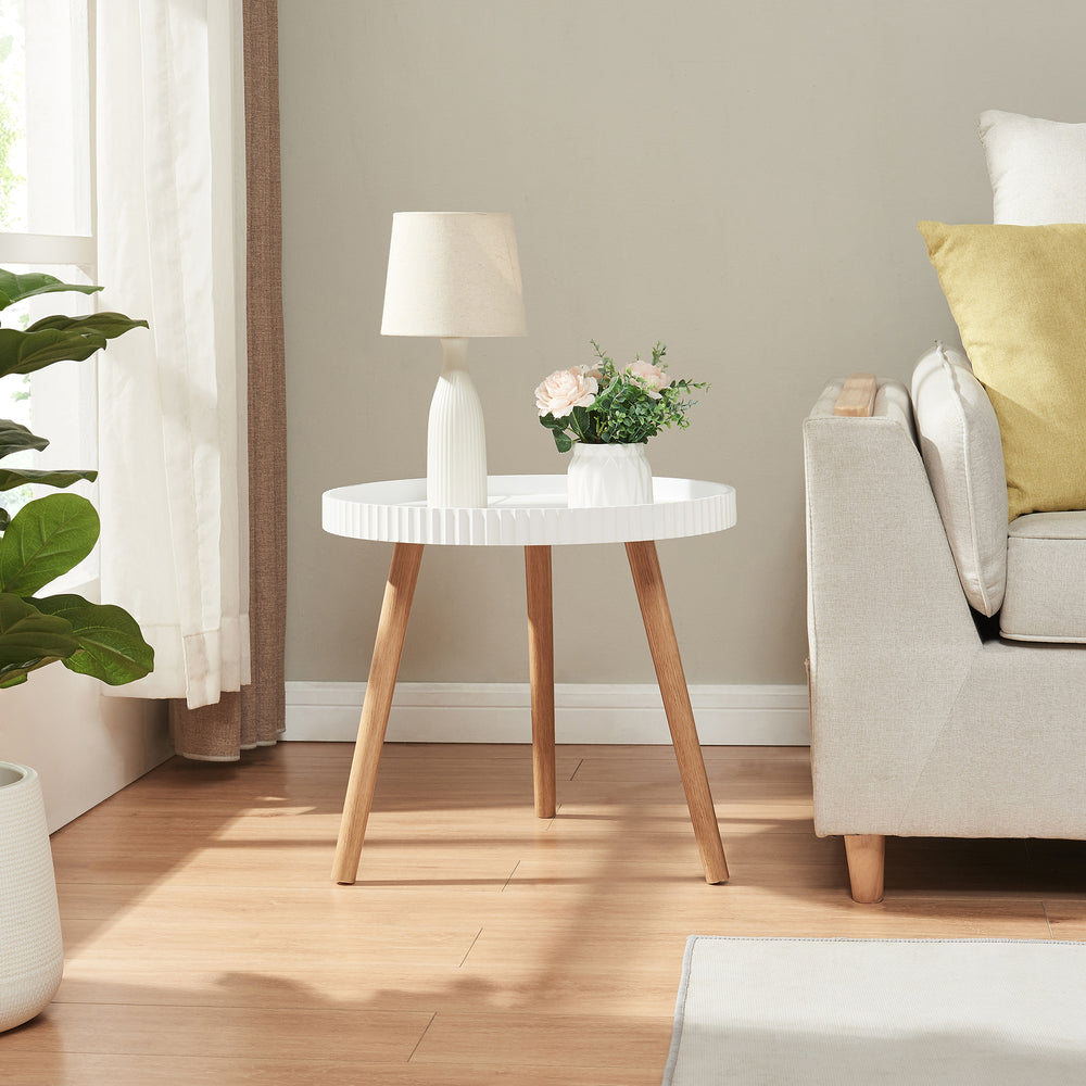Sidebord Bongard Ø50x45 cm Hvid [en.casa] - premiumXL