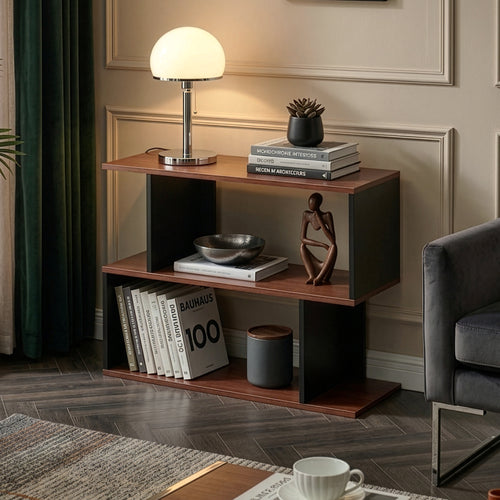 Sidebord Trond 80x29x60 cm Sort/Valnøddetrælook [en.casa]