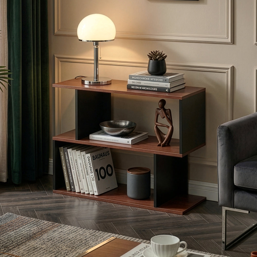 Sidebord Trond 80x29x60 cm Sort/Valnøddetrælook [en.casa]