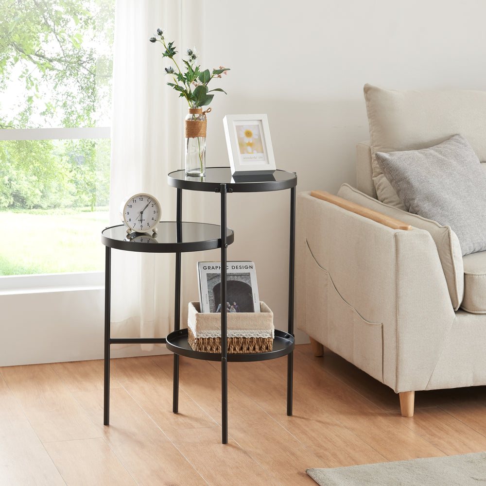 Sidebord Mölndal med 3 hylder Sort [en.casa] - premiumXL