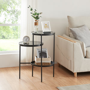 Sidebord Mölndal med 3 hylder Sort [en.casa] - premiumXL