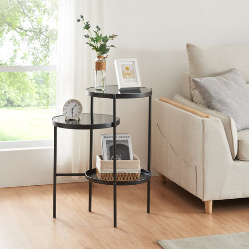 Sidebord Mölndal med 3 hylder Sort [en.casa] - premiumXL
