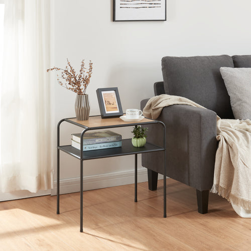 Sidebord Krødsherad 55x51x36cm Sort/Eg [en.casa] - premiumXL