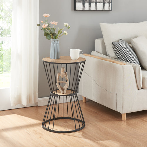 Sidebord Fossbergom Sort/Eg - Udseende [en.casa] - premiumXL