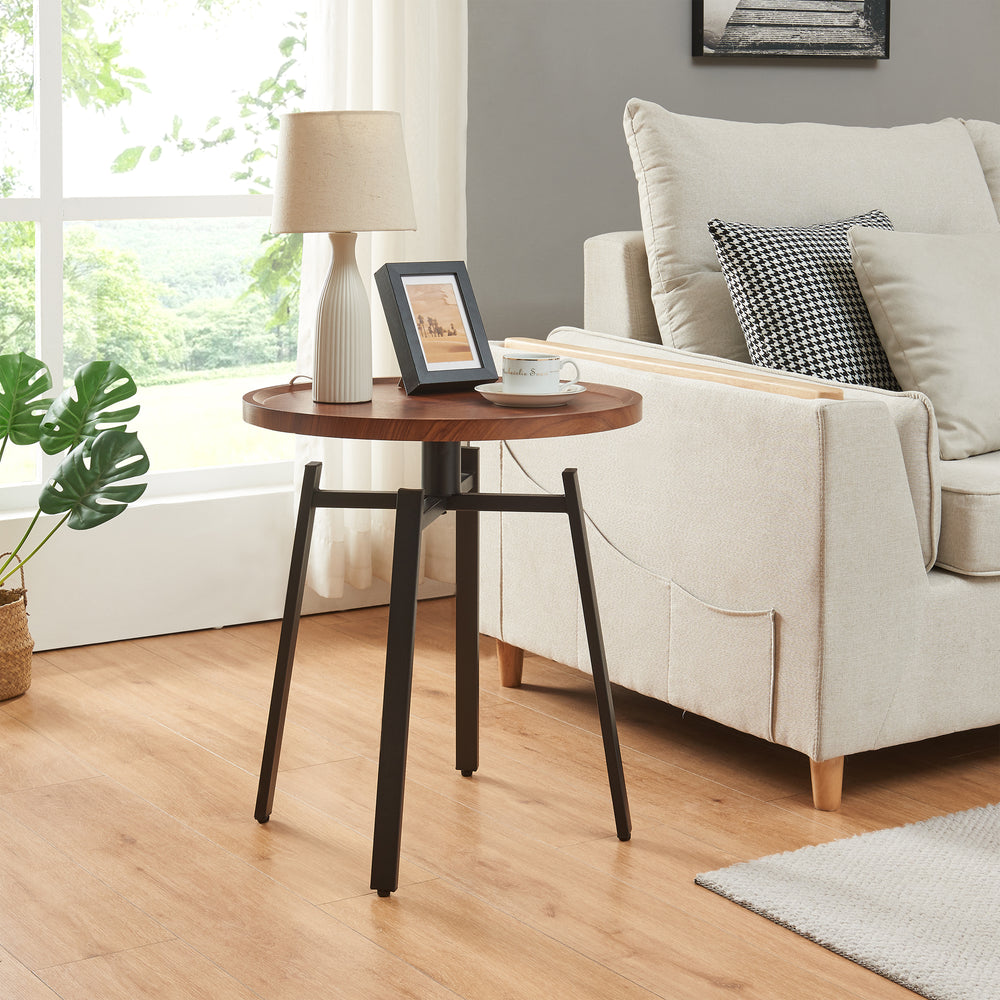 Sidebord Mippeena 54xØ50 cm Sort/Valnød [en.casa] - premiumXL