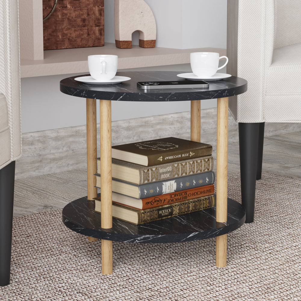 Mesa auxiliar Ves con estante 49xØ42 cm - [en.casa]