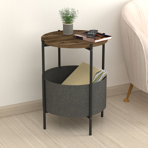 Sidebord Hofors 60x43cm antracit/eg-look, antik [en.casa]