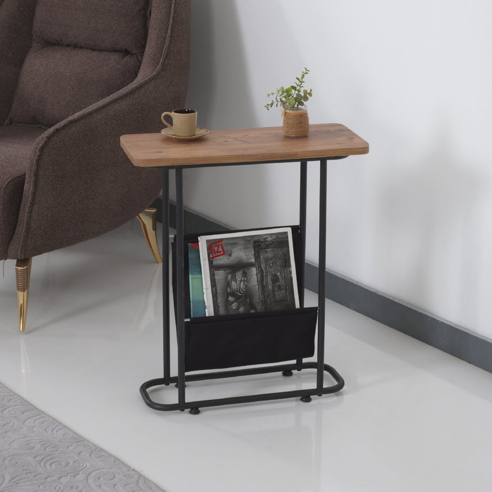 Bov sidebord 64 x 55 x 24 cm sort/valnød look [en.casa].