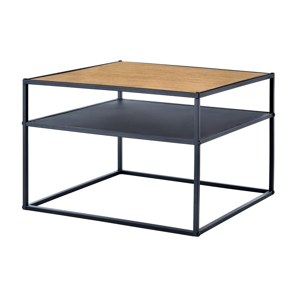 Sidebord Quinisut 40 x 55 x 55 cm træ-look/sort [en.casa] - premiumXL