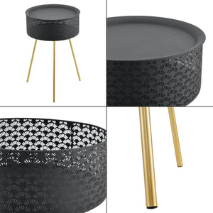 Sidebord Forshaga sort-guld forskellige størrelser Størrelser [en.casa]