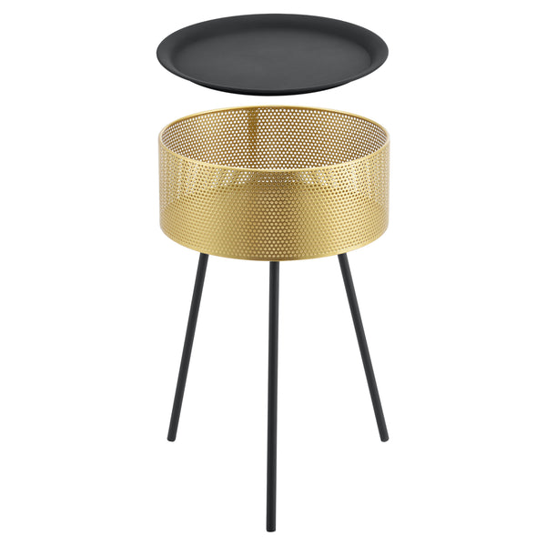 Mesa de Centro Gällivare con tapa extraíble metal  en diferentes tamaños Negro y Dorado [en.casa] 