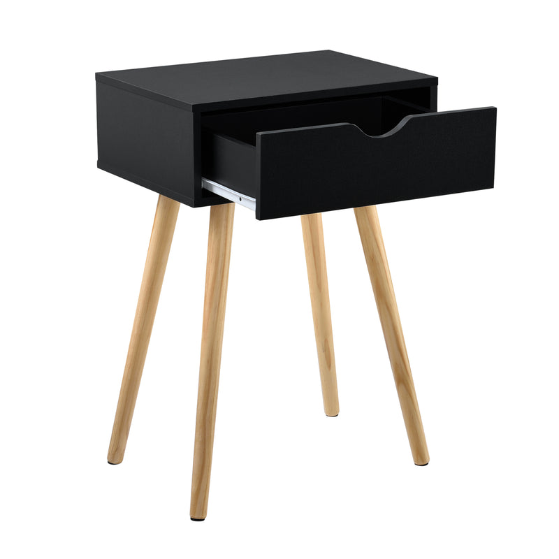 Målskitse [en.casa] Sengebord - sideboard - med skuffe - 60x40x29,5cm - fyrretræ - spånplade - i forskellige farver