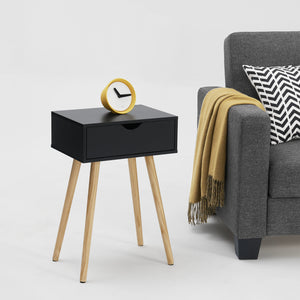[en.casa] Sengebord - sideboard - med skuffe - 60x40x29,5cm - fyrretræ - spånplade - i forskellige farver