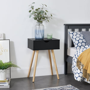 [en.casa] Sengebord - sideboard - med skuffe - 60x40x29,5cm - fyrretræ - spånplade - i forskellige farver