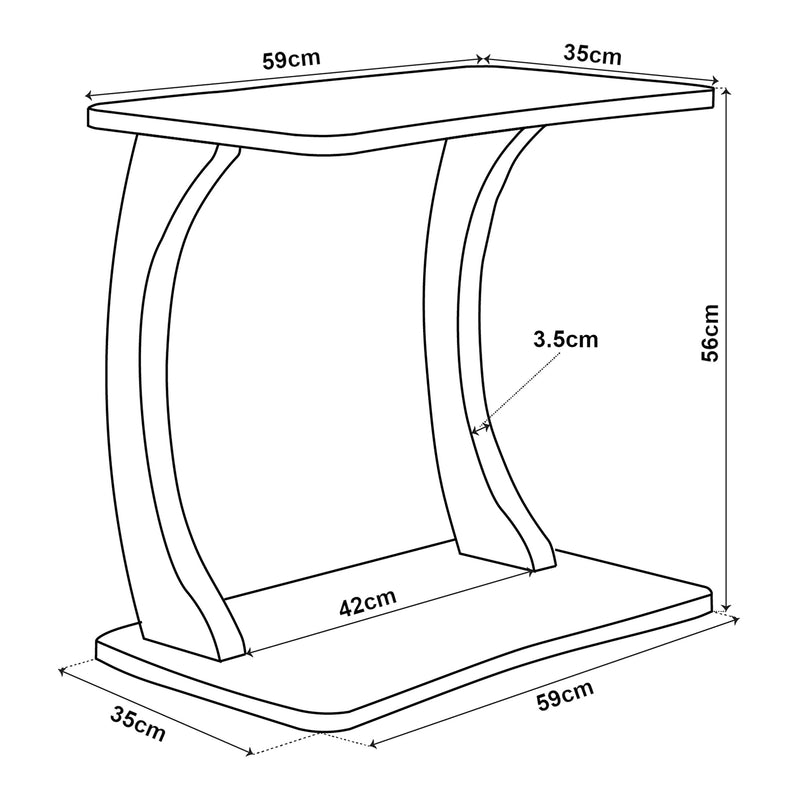 Målskitse Stattela C-formet sidebord 59x35x56 cm [en.casa]