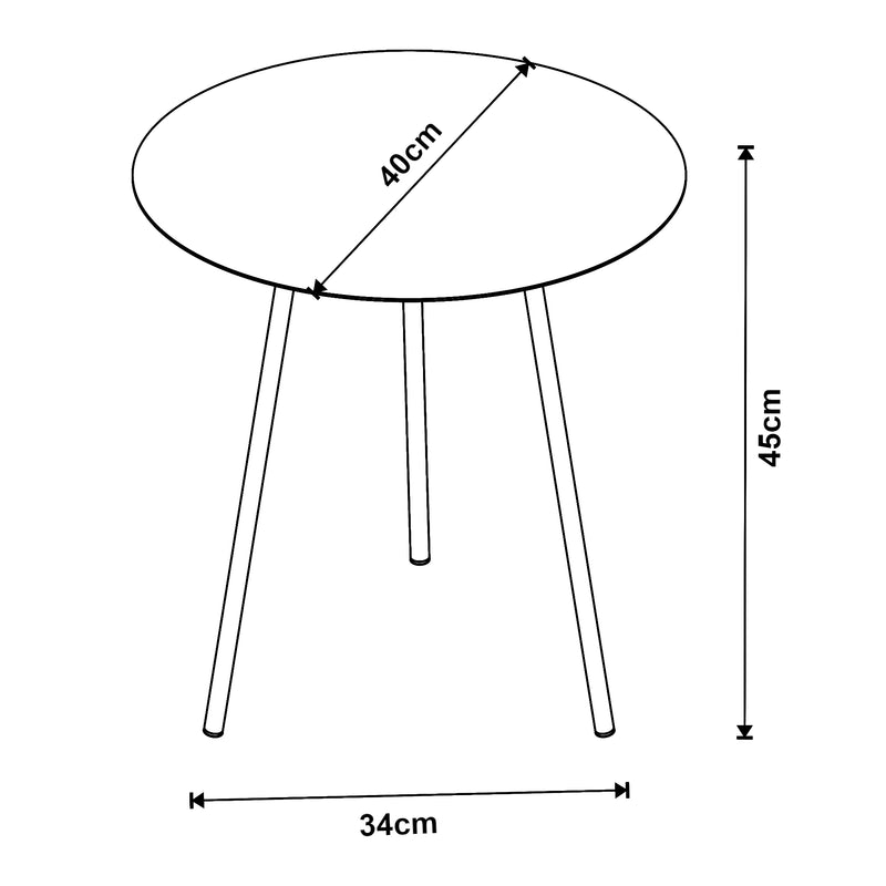 Målskitse Sula metal sidebord sort i forskellige størrelser størrelser [en.casa]