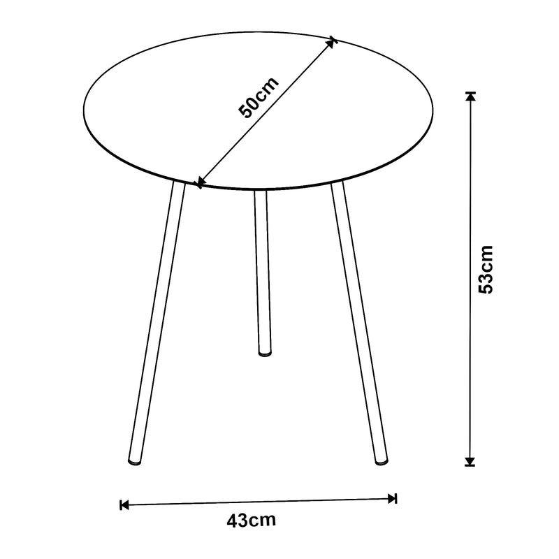 Målskitse Sula metal sidebord sort i forskellige størrelser størrelser [en.casa]