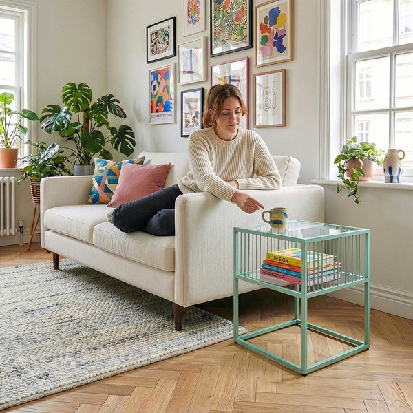 Tronevn sidebord med glasplade [en.casa]