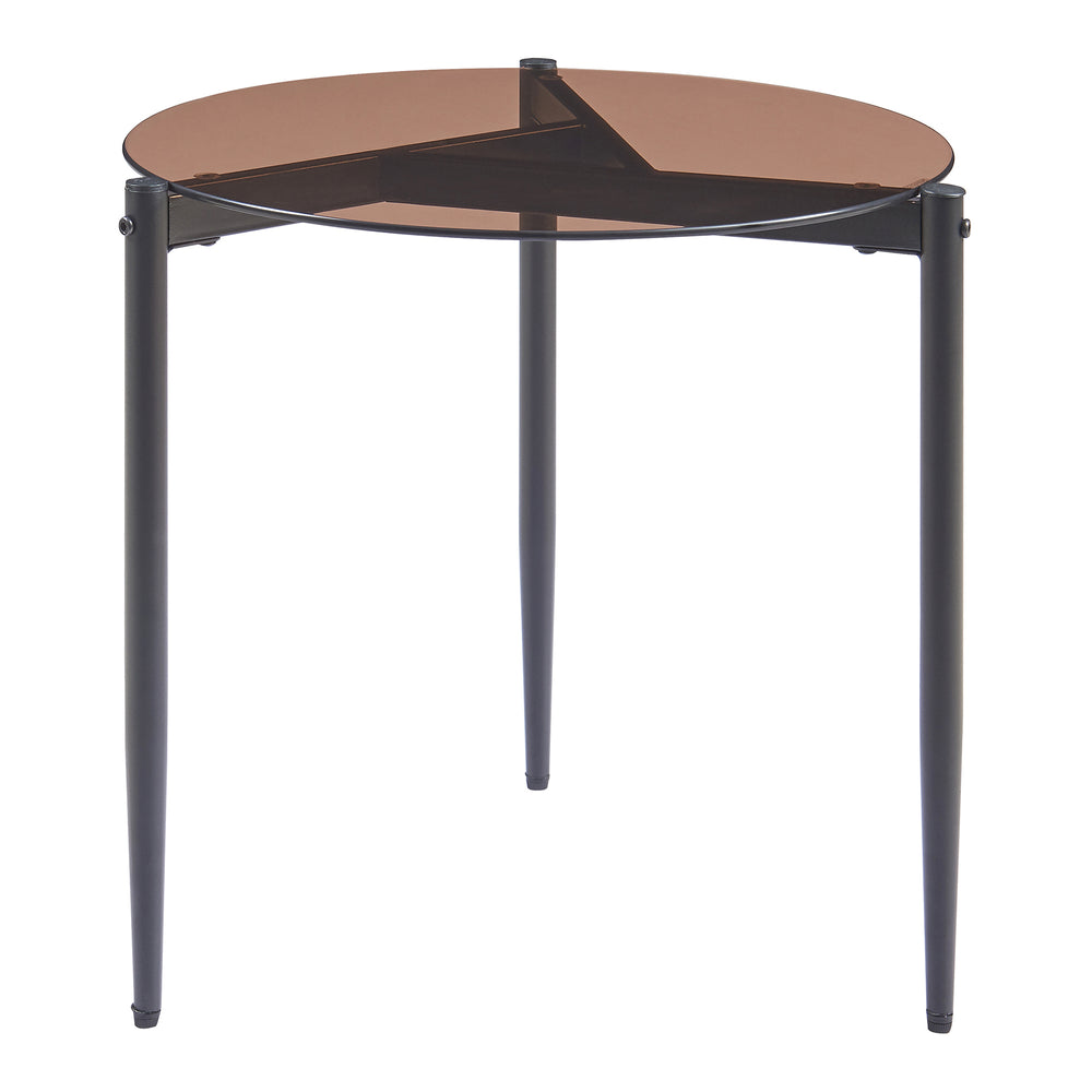 Mesa auxiliar Ulökantaa redonda Ø50x50 cm cristal ahumado [en.casa]