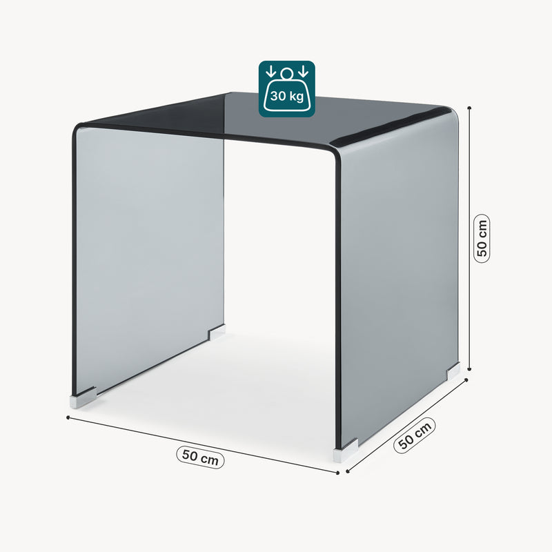 Målskitse Sidebord Varlofrek Glas 50x50x50 cm [en.casa]