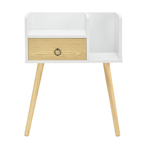 [en.casa]® Sengebord Gertrud med skuffe - 64x50x36cm - fyrretræ/spånplade - forskellige farver