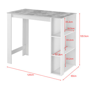 Barbord Danderyd 120x60x106 cm med 3 opbevaringsrum [en.casa]