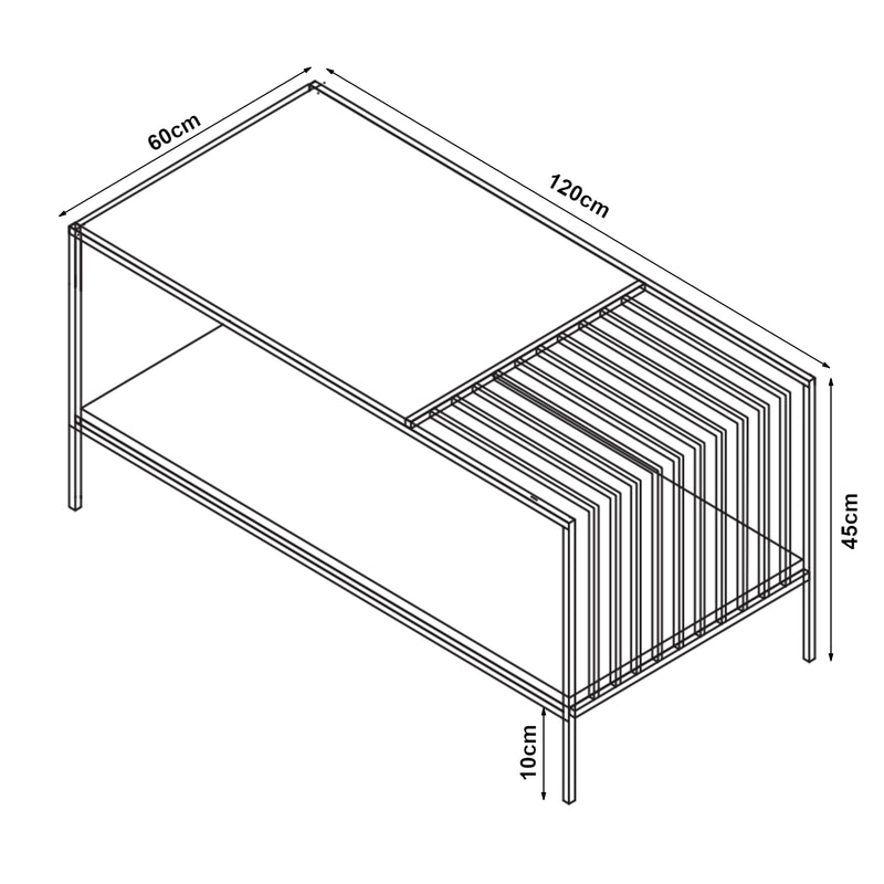 Målskitse Sofabord Pärghos 120x60x45 cm [en.casa]