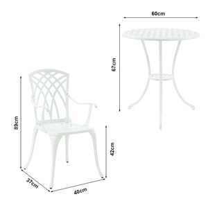 Bistrosæt Vena 3-delt i støbt aluminium [casa.pro].