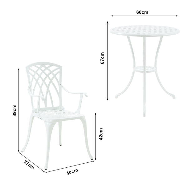 Bistrosæt Vena 3-delt i støbt aluminium [casa.pro].