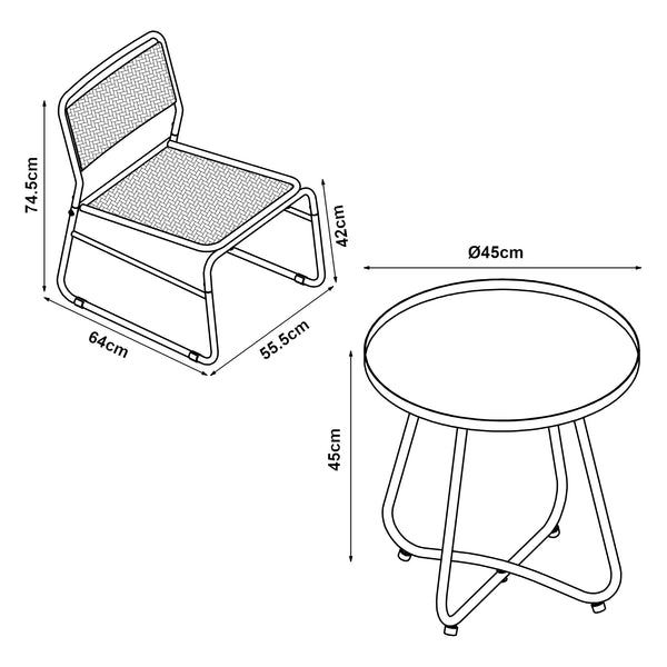 Bistrosæt Brienza 3-delt polyrattan [casa.pro].