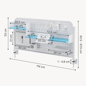 Clamp-on desk organiser Sauda 114x68 cm stål [en.casa]
