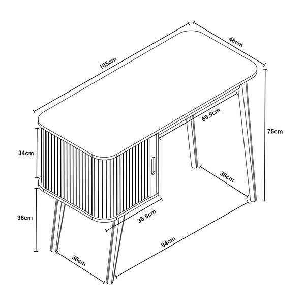 Escritorio Tysvær con compartimento 75x105x48 cm - Natural [en.casa]