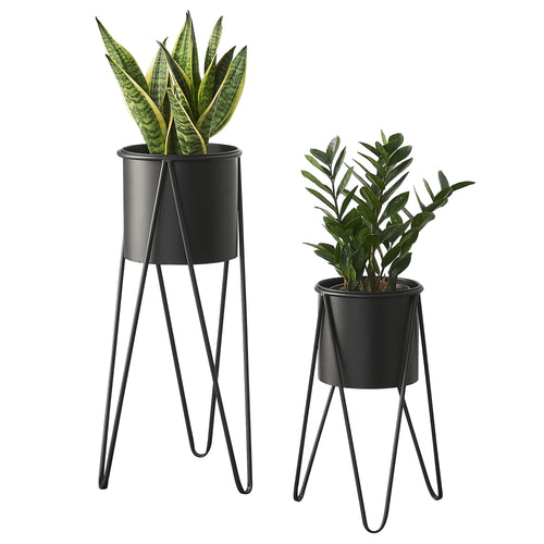 Planteholder Hedera i sæt af 2 metal sort [en.casa] - premiumXL