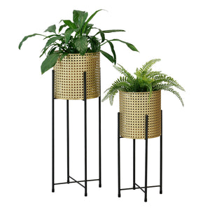 Blomsterpotteholder Mol 2 - dele Sort - Guld farve en.casa - premiumXL