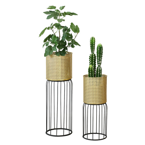 Urtepottestativ Maaseik 2-delt sort-guldfarvet en.casa