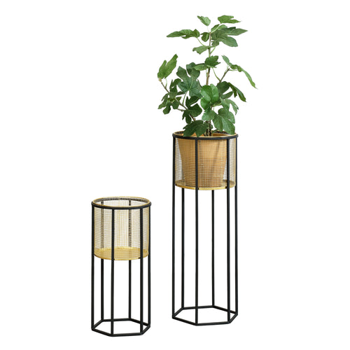 Urtepottestativ Malgedem 2-delt sort-guldfarvet en.casa