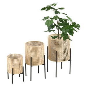 Plantestativ Walhain sæt med 3 sorte sandfarvede en.casa