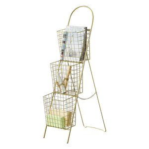 Dekorativ stige med metalkurve metal messing 107x27x55cm en.casa
