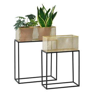 Blomsterstander Anderlues 2 stk. Sort/Messingfarvet en.casa - premiumXL