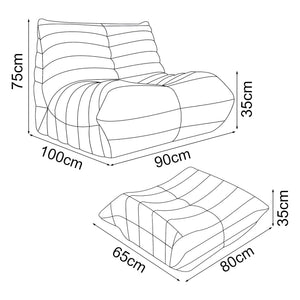 Gulvlænestol med fodskammel Kodsø 75x90x100 cm [en.casa]