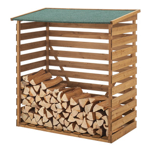 Brændeskur 123x116x64cm natur grantræ [en.casa] - premiumXL