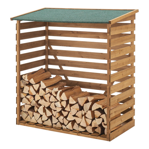 Brændeskur 123x116x64cm natur grantræ [en.casa] - premiumXL