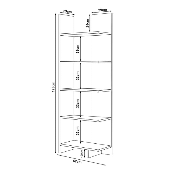 Vireftere bogreol 176x62x29 cm [en.casa]