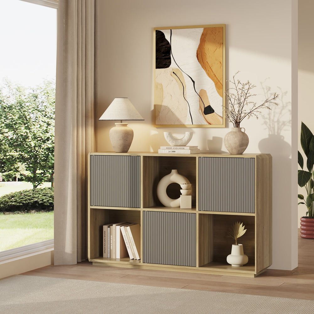 Sideboard Trömi 75x120x30 cm Eg-look/Grå [en.casa]